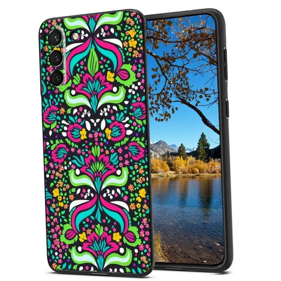 Mexican-Bohemian-Bright-Floral-Pattern-4 Phone Case, Degined for Samsung Galaxy S21+ Plus Case Men Women, Flexible Silicone Shockproof Case for Samsung Galaxy S21+ Plus