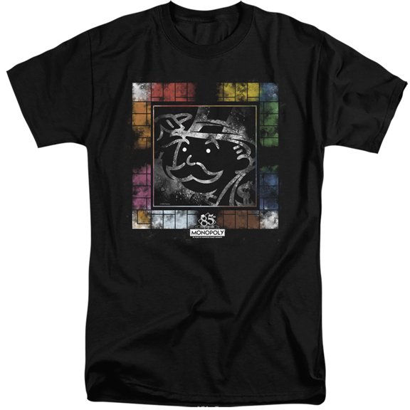 Monopoly Dusty Game Board S/S Adult Tall 18/1 T-Shirt Black