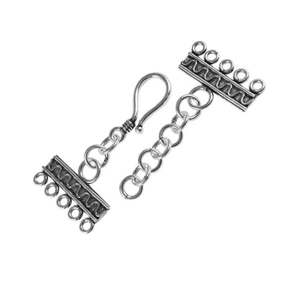CSF-179-5H Silver Overlay Multi Strand Clasp With 5 Holes