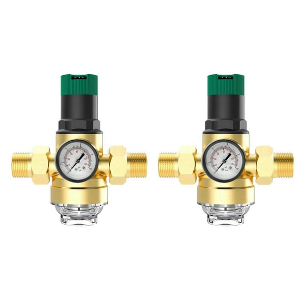 2X Regulador de Presión de Agua de 3/4 Pulgadas, Regulador de Presión de Agua con Manómetro de Agua y Filtro de