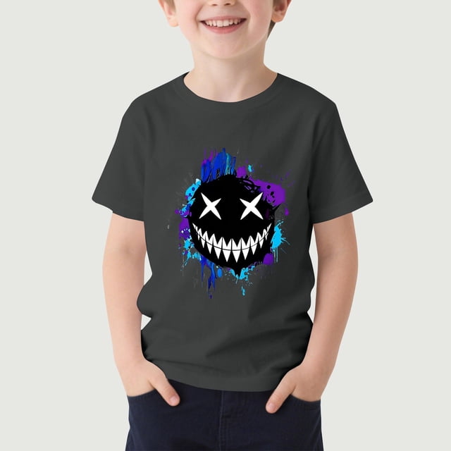 hengsof T-Shirt Graphique à Manches Courtes pour Enfants Unisexe, Motif Imprimé Mignon, Col Rond Décontracté, T-Shirt d'Été Léger pour Jouer, Haut pour 1-13 Ans