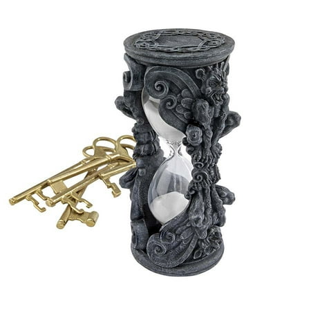 Gothic Grains Of Time Medieval Gothic Gargoyle Hourglass Home Accent While four Gothic gargoyles hide amidst medieval detail; the alabaster grains of time sift silently through a sensual highway of transparent glass in this handsome home accent fit for any castle. This Gothic work of decorative art is a stylish home accent and an amusing glass timepiece (as long as you don t require Greenwich Mean Time!) Cast in quality designer resin exclusively for Design Toscano  our hourglass empties within 5 minutes. An imaginative gift for any aficionado of timepieces or gothic gargoyle lore! 3½ Wx3 Dx6 H. 1 lb.
