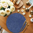 thumbnail image 2 of Vintage Navy Blue Round Placemats Set of 2 for Dinning Tables,Heat-proof Braided Table Mats 13 Inch,Farmhouse Retro Dark Solid Color Linen Texture Washable Place Mat for Kitchen Restaurant Party, 2 of 9