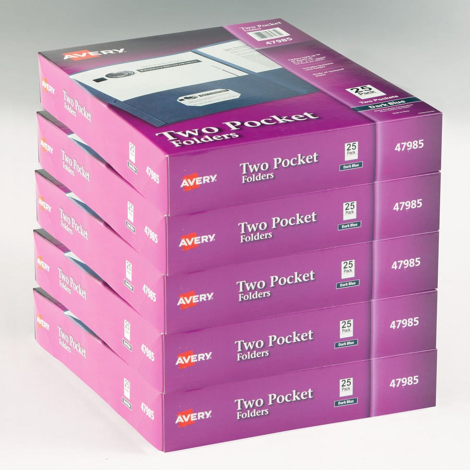Avery® Letter Pocket Folder - 8 1/2" X 11" - 40 Sheet Capacity - 2 Internal Pocket(s) - Dark Blue - 125 / Carton
