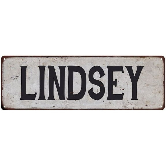 LINDSEY Vintage Look Rustic Chic Metal Sign 8x24 108240036720