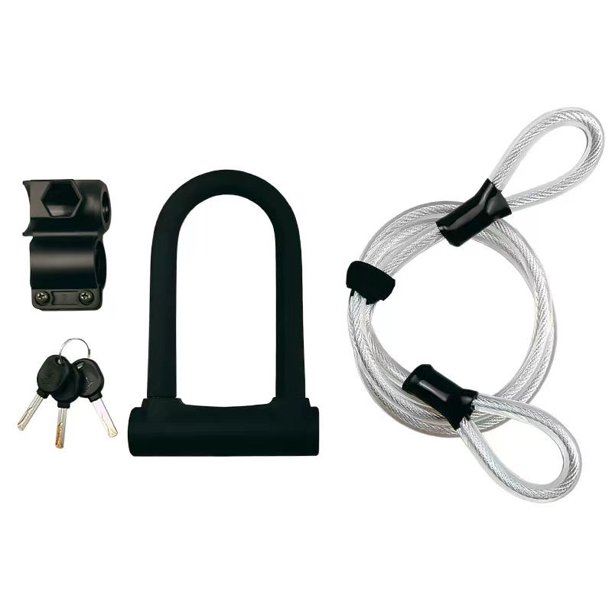 Cerradura de bicicleta resistente en U, pies de longitud con soporte de montaje resistente para bicicleta, motocicleta y más