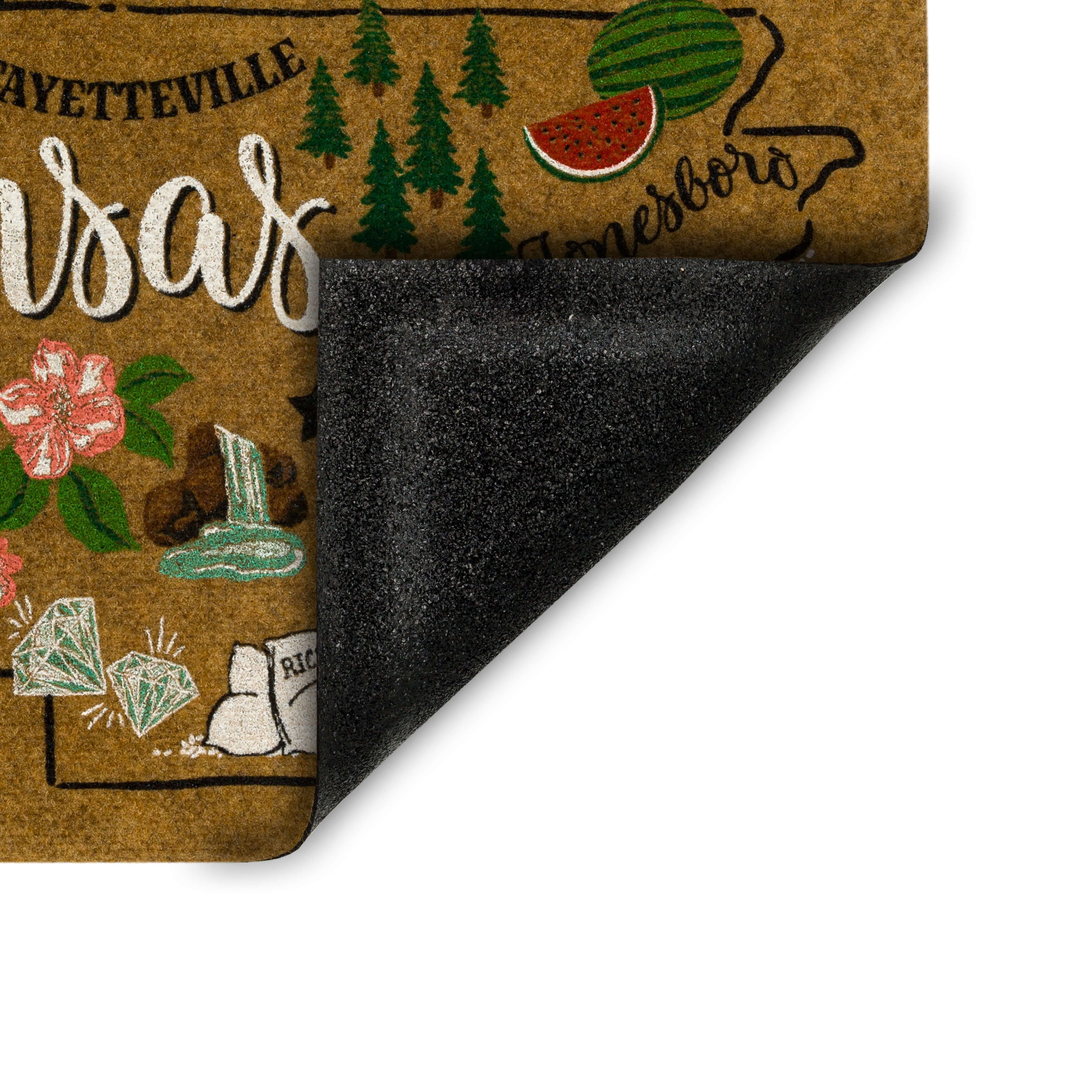 Mohawk Home Arkansas Indoor/Outdoor All Weather Polyester Rubber Backed Rectangle Doormat, Tan, 18" x 30"