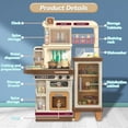 thumbnail image 3 of Lookfly 40.6 Inch Play Kitchen Set for Kids, Large Pretend Play Kitchen with Realistic Lights and Sounds, Simulation of Spray for Toddlers Girls Boys Gift, Brown, 3 of 8