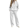 thumbnail image 4 of Teuyenhk Womens Two Piece Sweat Sets Cozy Fleece Lined Sweatsuits Quarter Zip High Neck Pullover with Sweatpants Fashion Athleisure Tracksuit, 4 of 7