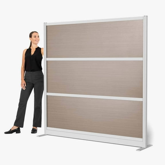 Luxor Oakwood Modular Wall Room Divider System - 70" W x 70" H, Freestanding