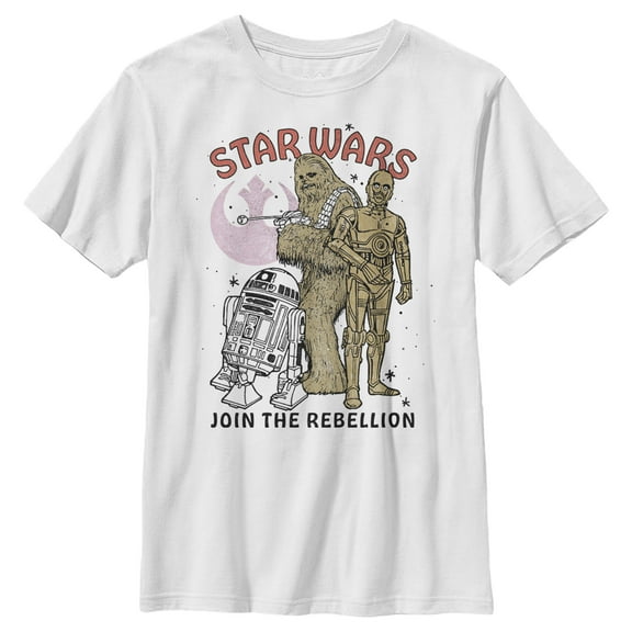 Boy's Star Wars Chewbacca and Buddies Join Rebellion Graphic Tee White X Small