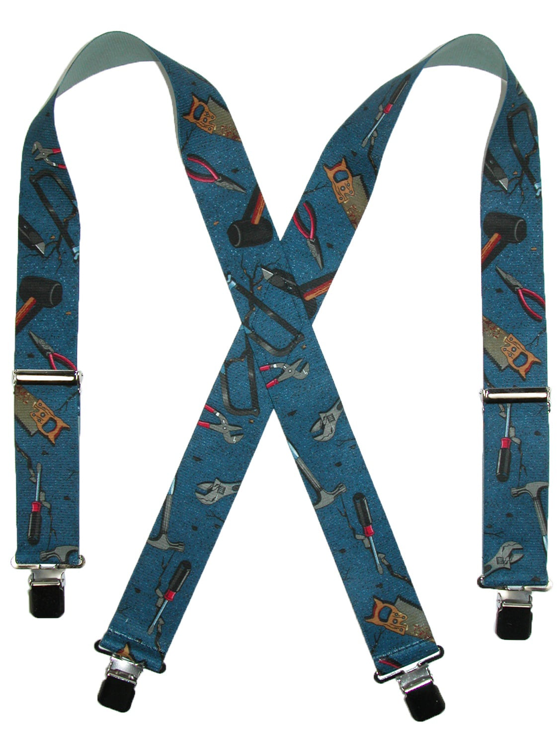 Blue CTM® Mens Elastic 2 Inch Wide Clip-End Hand Tools Suspenders