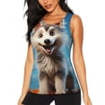 thumbnail image 1 of Easygdp Ciel Bleu Loup Mignon pour Débardeur d'Entraînement pour Femmes, Haut de Course, Chandail de Randonnée, Séchage Rapide pour la Course, Yoga, Randonnée-Moyen, 1 of 7