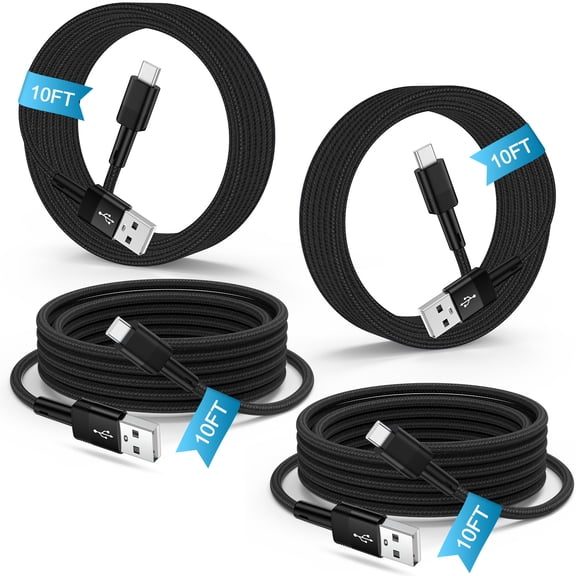 Zacenei USB C Cable,4Pack USB A to USB C Cable 10ft Type C Charger Cable High Speed Fast Charging Cable USB C Charger Cable 10ft Compatible for iPhone 17 16 Samsung Android Phone Charger Cord Type C