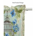 thumbnail image 5 of Birds Cage Kitchen Valances for Windows Farmhouse Linen Window Valance Curtain for Living Room Window Treatment Green Botanical Blue Floral Valance Rod Pocket Topper Drape, 54 x 18 Inch, 5 of 6
