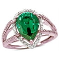 thumbnail image 3 of Star K � Pear Shape 11x8mm Simulated Emerald Halo Split Shank Big Stone Ring, 3 of 9