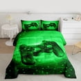 thumbnail image 3 of Homewish 3D Game Console Bedding Comforter Set for Kids, Futuristic Gamepad Twin Comforter Sets, Green Stripes Lines Reversible Bedding Set, Lightweight Room Decor, 2 Pieces, 3 of 9