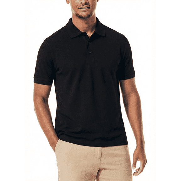 Puztloy Golf Polo Shirts Short Sleeve Collared Classic Polo for Casual Moisture Wicking Dry Fit Black Polo Shirt for Men