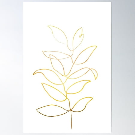 Minimalist Botanical Single Line Art, Abstract Yellow Leaf Drawing Poster Wall Art, Modern Wall Decor For Living Room Bedroom, 8x12 UNFRAMED