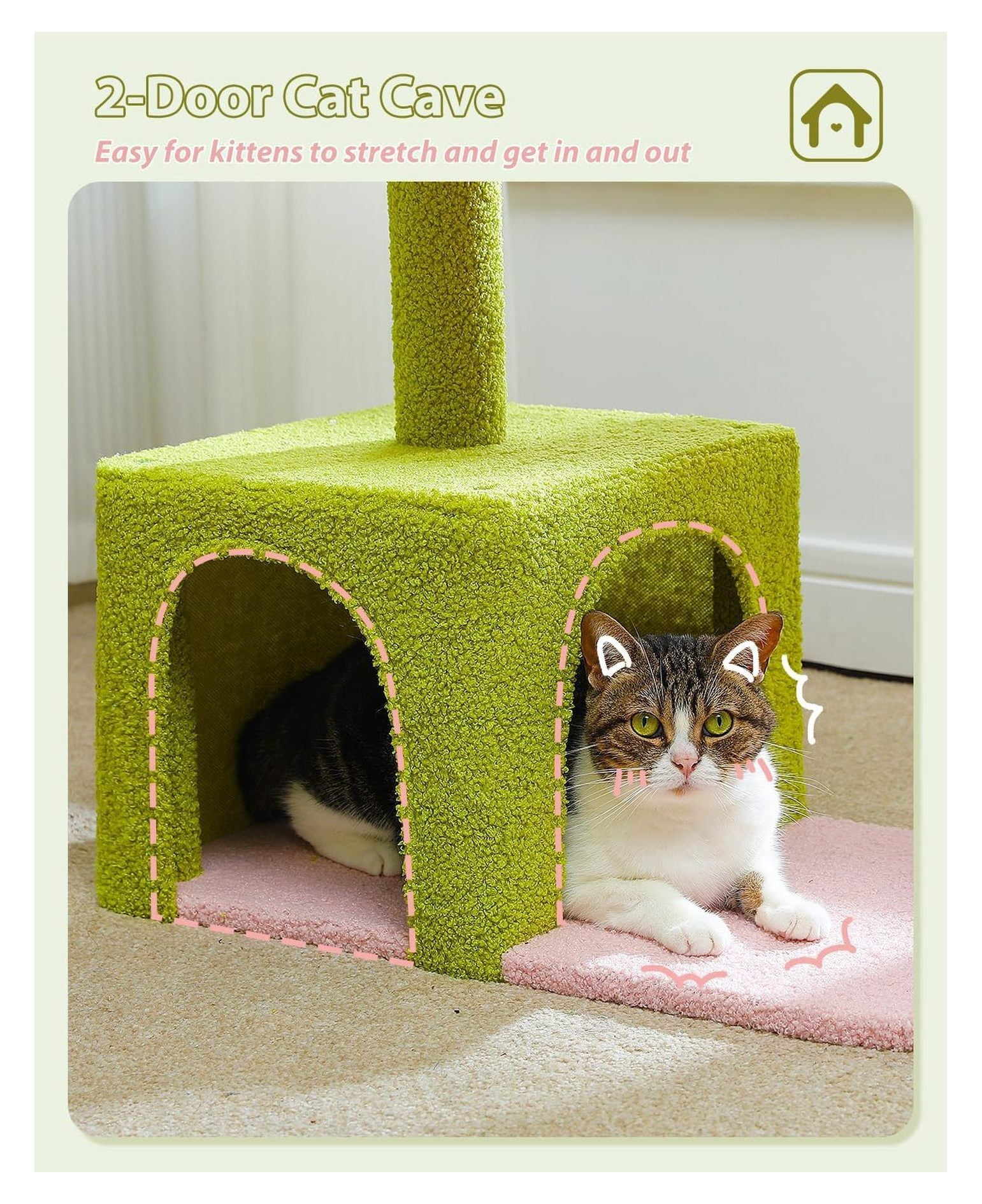 Flower Cat Tree 36.6", Pink Cat Tower with Scratching Posts, Hammock & Condo for Kittens - Large Indoor Cat Tree with Perch & Fluffy Ball