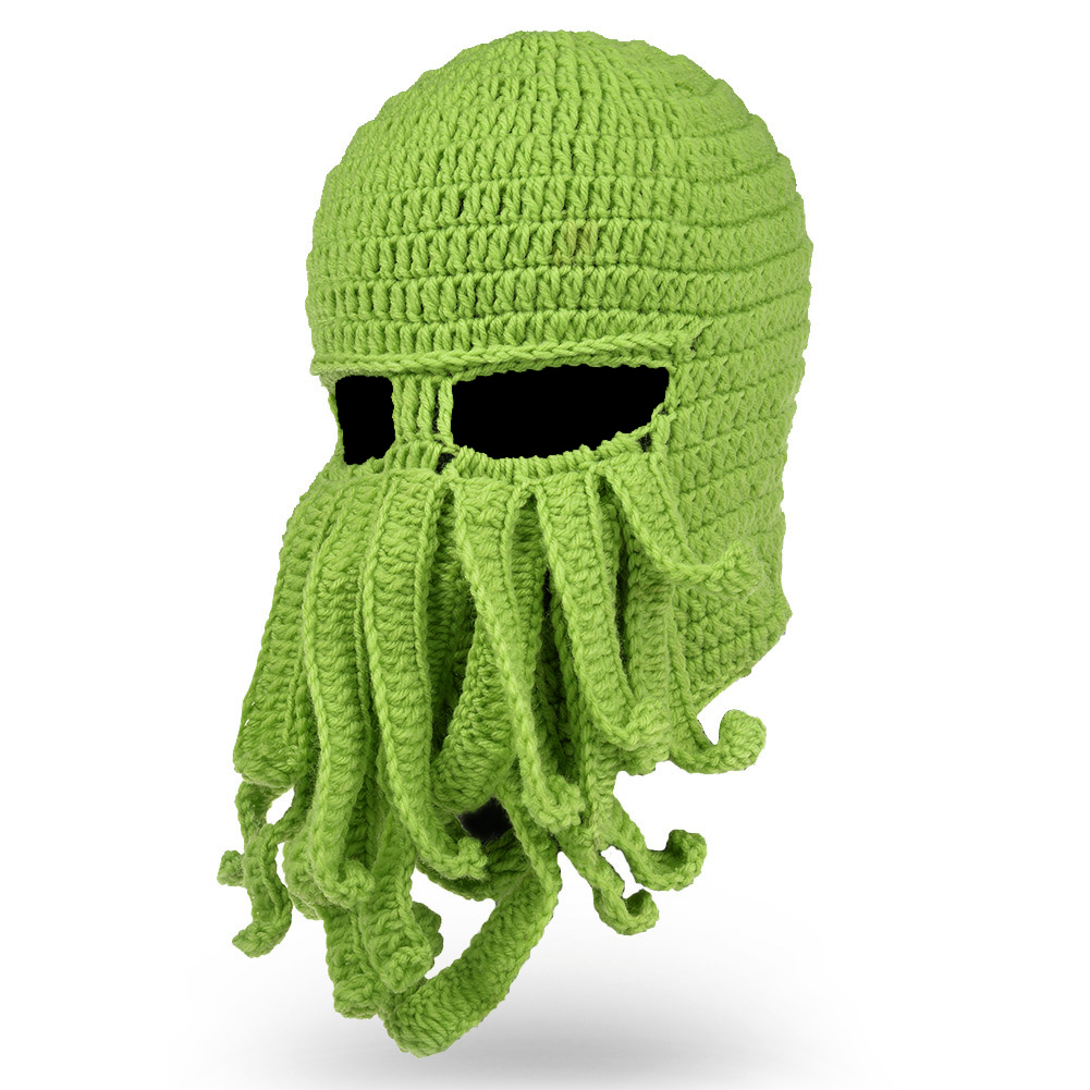 Octopus Cthulhu Beard Hat Beanie Hat Knit Hat Winter Warm Octopus Hat Windproof Funny Men Women Hat Cap Wind Ski Mask in Green - image 2 of 5