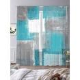 thumbnail image 3 of Teal Grey Sheer Curtains 96 Inches Long 2 Panels Graffiti Art Mottled Abstract Geometric Oil Painting Light Filtering Semi Sheer Window Curtains Drapes for Bedroom Living Room 52"x96", 3 of 7