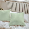 thumbnail image 4 of Simple White Striped Outdoor Pillow Covers Set of 2 Green Stripes Vintage Linen Waterproof Throw Pillow Case Decorative Square Cushion Cover for Patio Couch Garden Balcony, 16"x16", 4 of 9