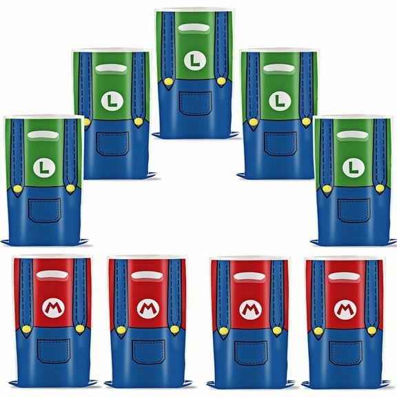 20Pcs Mário Anime Cartoon Theme Party Gift Bags, Handheld Favor Candy Bags with Carry Handle for Birthday Party Decorations Supplies