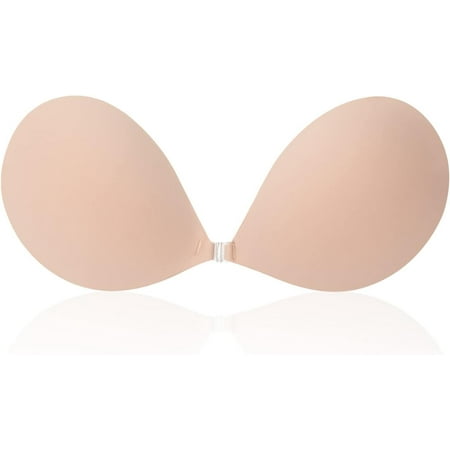 Strapless Sticky Bra Invisible Sticky Boobs Silicone Adhesive Bra Backless Pushup Lift Bra Beige
