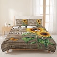 thumbnail image 3 of Queen Quilt Set 90''x96'', Yellow Sunflower Lightweight Bedspread Coverlet Set with 2 Pillow Shams, Butterfly Sunshine Brown Farmhouse Wood Breathable All Season Quilt Bedding for Bedroom/Guest Room, 3 of 9