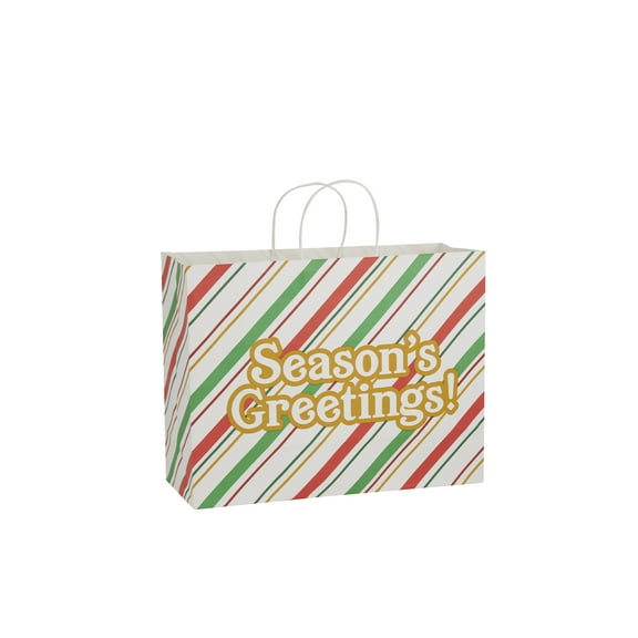 SSWBasics Large - Season's Greetings Paper Shopping Bags - Case of 100