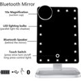 thumbnail image 2 of Espejo de tocador con luces Espejo de maquillaje iluminado por Bluetooth Pantalla táctil Altavoz de audio inalámbrico Luz regulable Desmontable Aumento 10x Recargable, 2 of 5