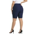 thumbnail image 6 of HDE Plus Size Bermuda Shorts for Women with Pockets Navy 2X, 6 of 6