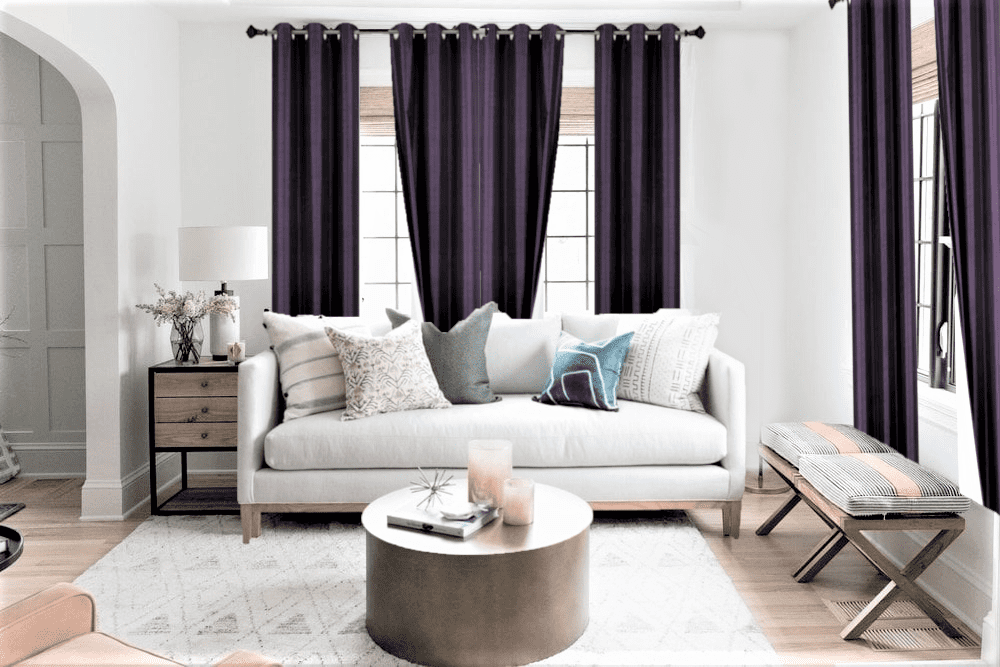 2 Piece panel room darkening thermal foam lined blackout heavy thick wIndow curtain top grommets plum purple 84' inch length for bedroom