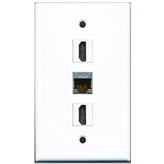 RiteAV - 2 Port HDMI and 1 Port Shielded Cat6 Ethernet Wall Plate