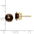 thumbnail image 4 of 14K Yellow Gold 8Mm Round Checker-Cut Smoky Quartz Earrings (Width 9) (Length 9) - Jbsp, 4 of 5