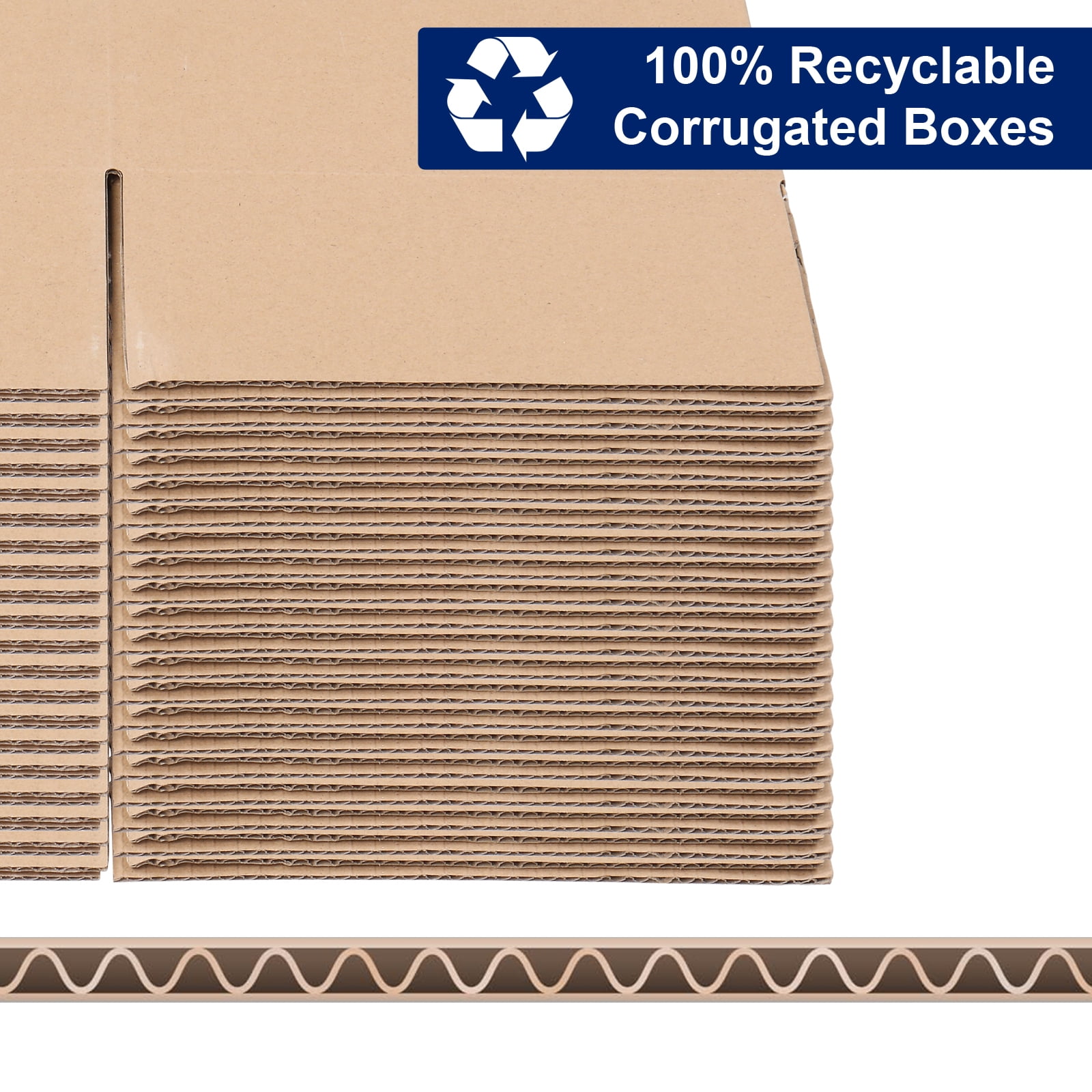 50Pcs Thick 3mm Corrugated Cardboard Box in Kraft Paper Color, 8 "x 8" x 8 "(20.3x20.3x20.3cm)