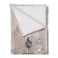 thumbnail image 2 of Urban Soft Flannel Fleece Throw Blanket, London and Paris Streets with Musicians Retro Cars Cafes Old Town View Print, Cozy Plush for Indoor and Outdoor Use, 50" x 70", Warm Taupe Black, by Ambesonne, 2 of 5