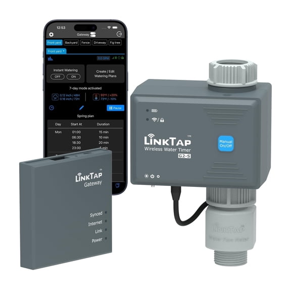 LinkTap G2S Smart Water Timer & Gateway, Weather Aware, Intelligent Fault Detection & Alerts, Wider Range than Wifi Hose Timer, Smart Anti-Freeze Protection, Waterproof