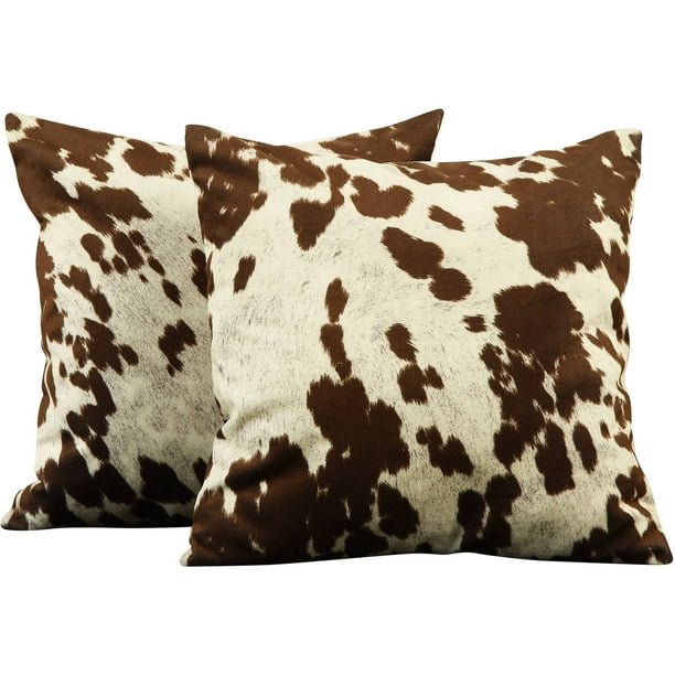 Chelsea Lane Maxfield 18" Square Cowhide Print Throw Pillow, Set of 2
