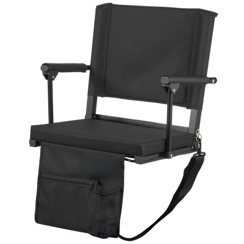 2PCS Stadium Seat, Portable Bleacher Seat with Armrest, Back Support and Thick Cushion, Bench Chair for Bleacher Includes Shoulder Strap, Hooks, Cup Holder