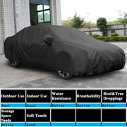 REGALWOVEN Black Breathable Waterproof Car Cover w Mirror Pocket 3L(185 x 71 x 63inch)