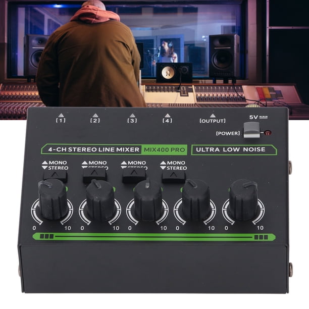 Mezclador De Línea Estéreo, Mezclador De Sonido Control De Volumen Independiente Multifuncional Con Luz RGB Para Taller