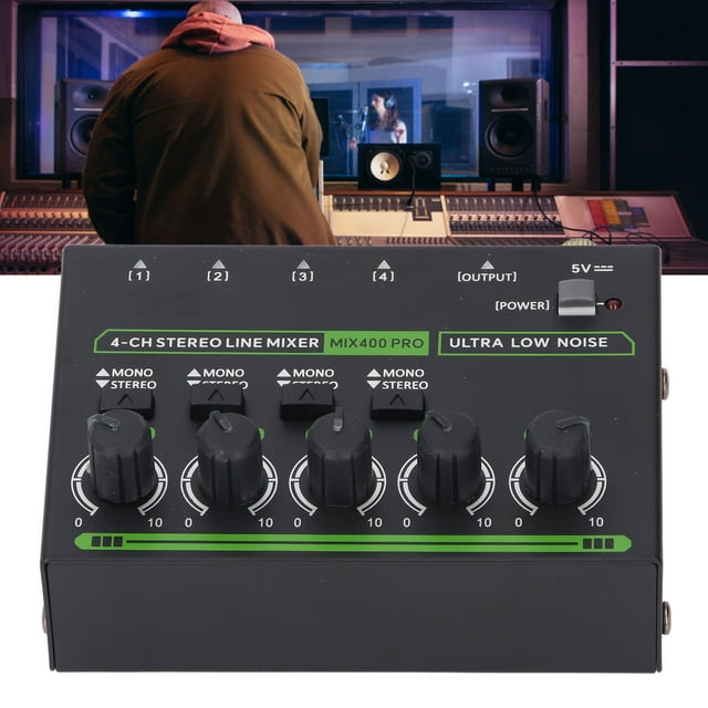 Mezclador De Línea Estéreo, Mezclador De Sonido Control De Volumen Independiente Multifuncional Con Luz RGB Para Taller