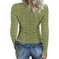 thumbnail image 4 of Women's Rib Knit Tops Stretch Crewneck Ribbed Long Sleeve T Shirts Fitted Casual Basic Tees, 4 of 5