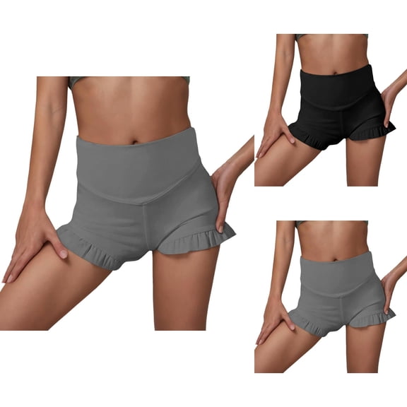 Girls Athletic Ruffle Shorts High Waisted Yoga Dance Shorts Comfy Workout Gymnastics Shorts for Toddler Kids Active Performance Wear