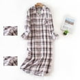 thumbnail image 3 of Women's Flannel Cotton Nightgown Button Down Nightshirt Long Sleeve Sleep Shirt Color: Pink Size: M, 3 of 3