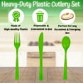thumbnail image 2 of Lime Green Disposable Cutlery, (Set of 96) Complete Dining BPA Free Heavy Duty Plastic Spoon Fork Knife Party Utensils Weddings Family Picnics Food Events w/ Bonus Snoep in Beperkte Oplage, 2 of 7