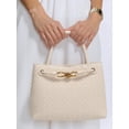 thumbnail image 6 of CAILDANL Woven Leather Handbag, Bucket Style Tote with Gold Lock Design, Top Handle Shoulder Bag for Women, Clutch Bag, 6 of 9