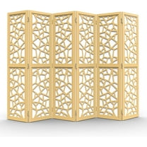 CZMJY 70'' H Room Divider, Non-Woven Fabric Privacy Screen, Indoor Partition Wall Dividers, Freestanding Hinged Space Separator with Modern Unique Pattern (Gold, 6 Panel)
